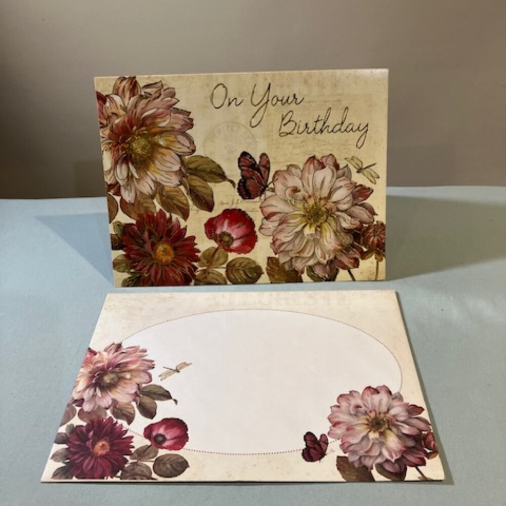 6 Birthday Cards New Beginnings‎ Collection Detailed Envelopes 7.5x5.5 Floral